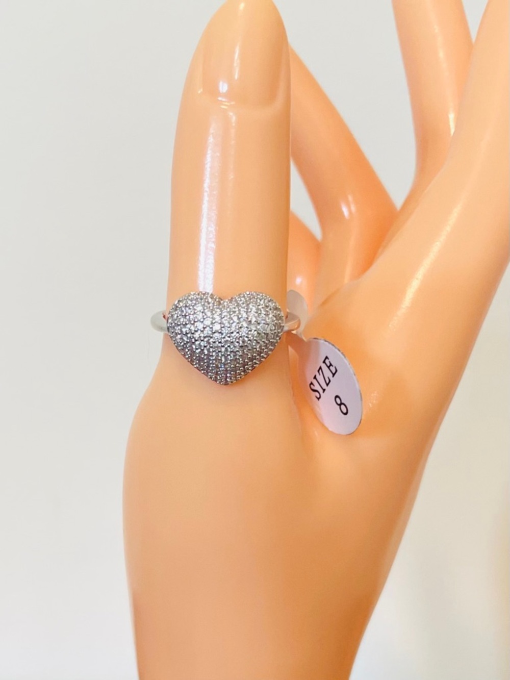 Puff Heart Pavé Ring 18K White Gold Filled AAA CZs NWT - Picture 3 of 6